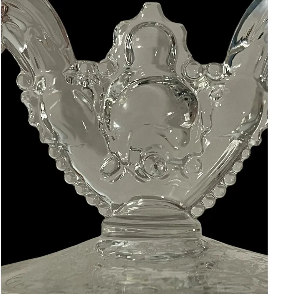 Vintage HEISEY Eternal Orchid Pattern Etched Crystal Double Light Candleholder